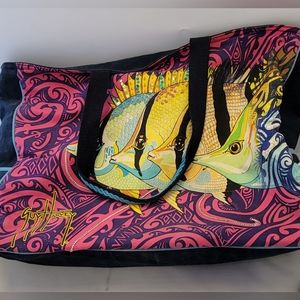 Guy Harvey Purse Tote Bag Fish Beaded Multicolor Bright Canvas Zippered